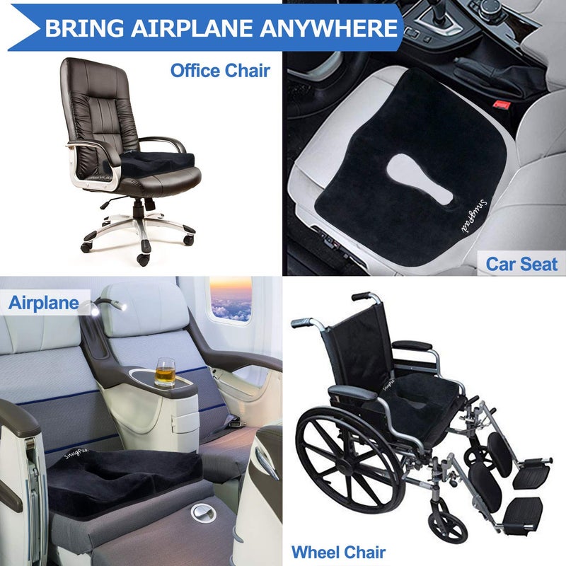 SnugPad Orthopedic Memory Foam Seat Cushion for Office Chair Sciatica Tailbone Back Pain Relief Sitting Pillows - Truck Driver Cars Front Seats Pillow Wheelchair Kitchen Chairswith with No-Slip Bottom - Image 3